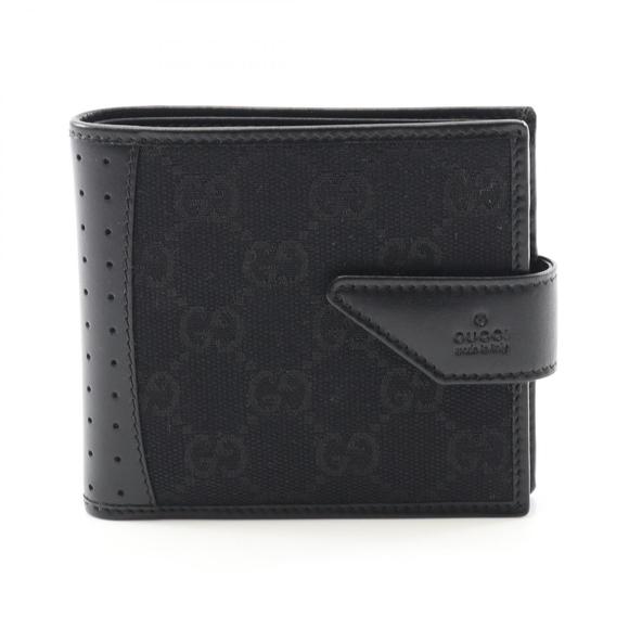 Gucci Canvas Black GG Leather Wallet Bifold - Picture 1 of 6